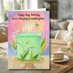 Granddaughter Happy May Birthday Lily of Valley Card<br><div class="desc">A whimsical May birthday card for your granddaughter, where lily of the valley drifts like tiny bells around a softly frosted mint cake, symbolising joy, innocence, and new beginnings. This hand-painted watercolor glows with blush, lavender, and golden light, with delicate candles and playful garden details adding a sense of wonder....</div>