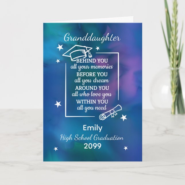 Granddaughter High School Graduat Custom Name Year Card (Front)
