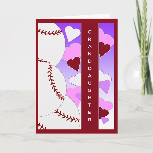 Granddaughter I Love U > Than Baseball Valentine Holiday Card (Front)