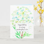 Granddaughter In Law Happy Birthday Blue Flowers Card<br><div class="desc">Birthday greetings for a special granddaughter-in-law decorated with wildflowers painted in soft shades of blue, green, and yellow hand painted with watercolor. On the inside is a soft shade of blue and a message that you can edit to fit your needs. Find matching stickers and thank you cards in my...</div>