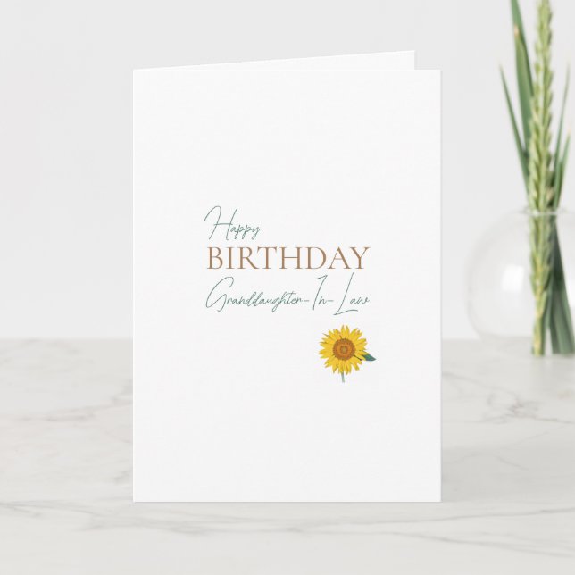 Granddaughter-In-Law Sunflower  Card (Front)