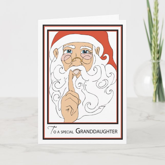 Granddaughter Jolly Old St Nick Holiday Card (Front)