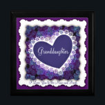 Granddaughter Keepsake Box<br><div class="desc">Granddaughters Keepsake Box/Purple with Hearts and Quote "Granddaughter I love you to the moon and back". Size Large 7.125" Square w/6" Tile Display your favourite images on a vibrant tile inlaid into the lid of this beautiful jewellery box. Made of lacquered wood, the jewellery box comes in Golden Oak, Ebony...</div>