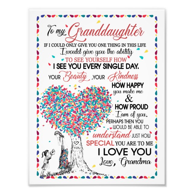 Granddaughter Lovers | Letter To My Granddaughter Photo Print (Front)
