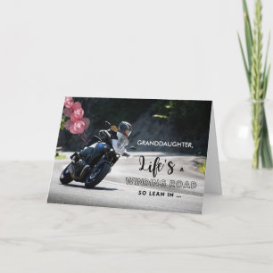Granddaughter Motorcycle Themed Birthday on Curve Card