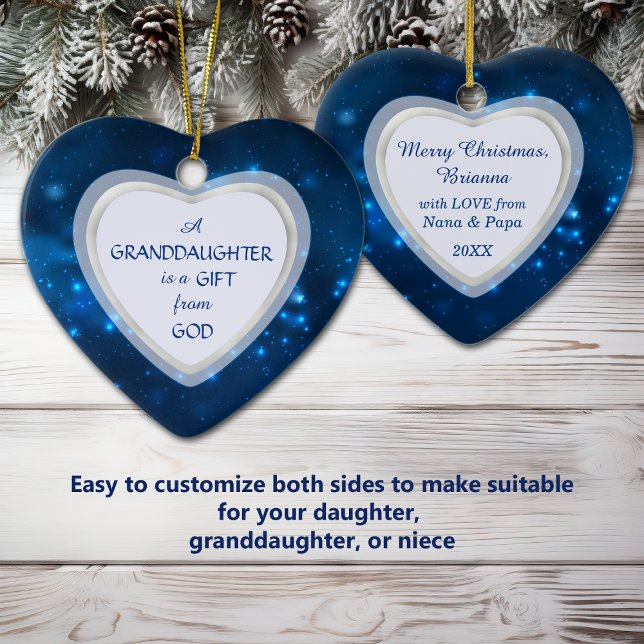 Granddaughter Night Lights Christmas Ceramic Tree Decoration (Creator Uploaded)