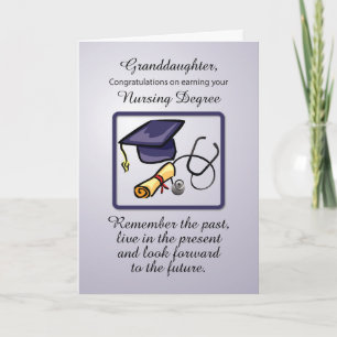 Granddaughter Nursing Degree Graduation Blue Grey Card