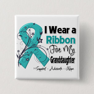 Granddaughter - Ovarian Cancer Ribbon 15 Cm Square Badge