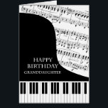 Granddaughter Piano and Music Birthday<br><div class="desc">A birthday card for a granddaughter who is into piano music. A grand piano with the keys along the bottom of the card. A sheet of music fills the background. A great card for someone who loves music. This is NOT a musical card,  it does NOT play music:</div>
