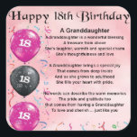 Granddaughter Poem - 18th Birthday Square Sticker<br><div class="desc">A great gift for a special granddaughter on her 18th Birthday</div>