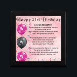 Granddaughter Poem - 21st Birthday Gift Box<br><div class="desc">A great gift for a special granddaughter on her 21st birthday</div>