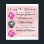 Granddaughter Poem - 21st Birthday Notepad<br><div class="desc">A great gift for a special granddaughter on her 21st birthday</div>