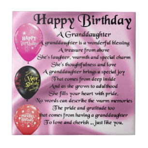 Granddaughter Poem - Happy Birthday Design Tile