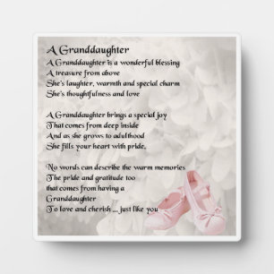 Granddaughter Poem Plaque - Ballet Shoes  Design