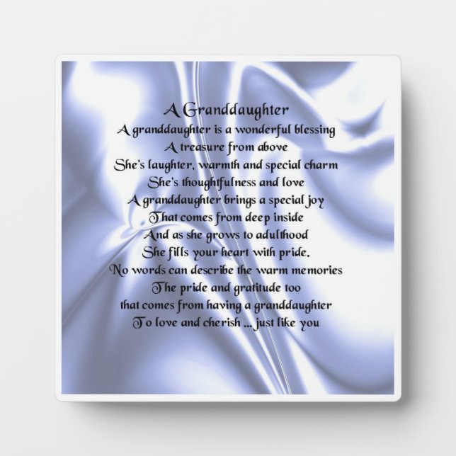 Granddaughter Poem Plaque - Blue  Silk  Design (Front)