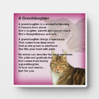 Granddaughter Poem Plaque -  Cat  Design