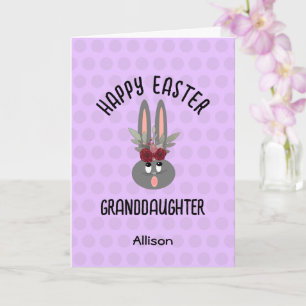 Granddaughter Purple Easter Bunny Personalised Card