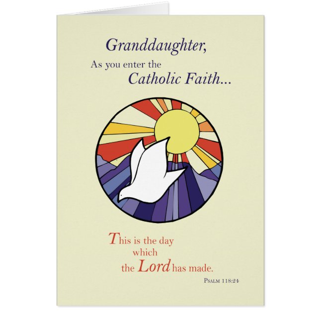Granddaughter RCIA Catholic Dove Sun Circle, Rite (Front)