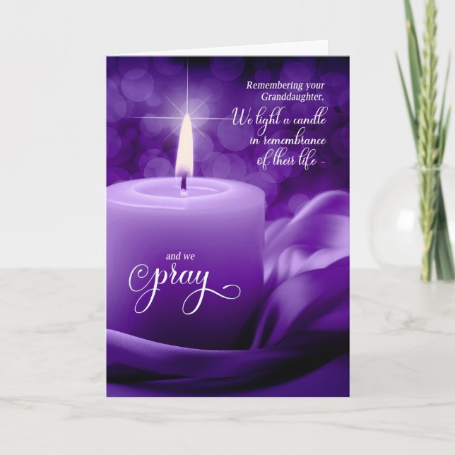 Granddaughter Remembrance Anniversary Death Purple Card (Front)
