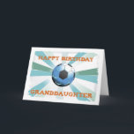 Granddaughter Soccer Birthday with Ball, Orange on Card<br><div class="desc">A wonderful Birthday card for a Granddaughter who loves sports and spending time in the outdoors. A starburst behind a big soccer ball with a happy message in orange colour.</div>