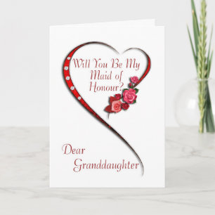 Granddaughter Swirling heart Maid of Honour invite