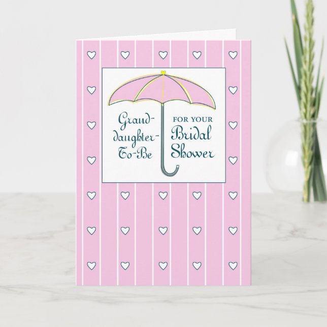 Granddaughter-To-Be Bridal Shower Pink Umbrella Card (Front)