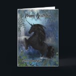 Granddaughter, Unicorn Birthday Card<br><div class="desc">Granddaughter,  Unicorn Birthday Card,  Happy Birthday
Black Unicorn with waterfall and water splash,  Unicorn's Name is: Tighearnán (Means "little lord" from Irish Gaelic)</div>