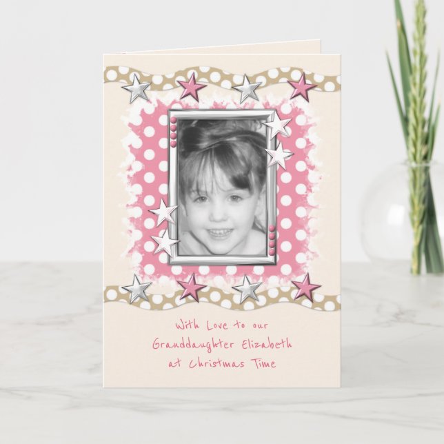 Granddaughter with love at Christmas pink Holiday Card (Front)