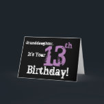 Granddaughter's 13th birthday, black, purple. card<br><div class="desc">A black background featuring purple and white text,  on this fun,  birthday greeting for a granddaughter. My Funny Mind Greetings.</div>