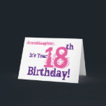 Granddaughter's 18th birthday in purple, pink. card<br><div class="desc">The white background purple and pink,  on this fun,  anniversary greeting is the big one. My Funny Mind Greetings.</div>