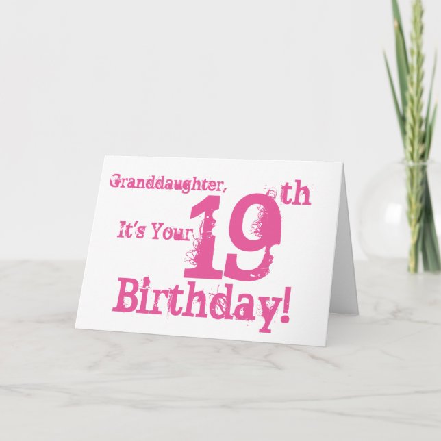 Granddaughter's 19th birthday in pink. card (Front)