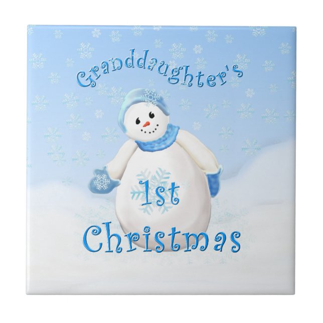Granddaughter's 1st Christmas Snowman Tile (Front)