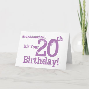 Granddaughter's 20th birthday in purple. card