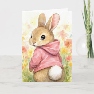 Granddaughter's Easter Bunny in a Pink Hoodie Card