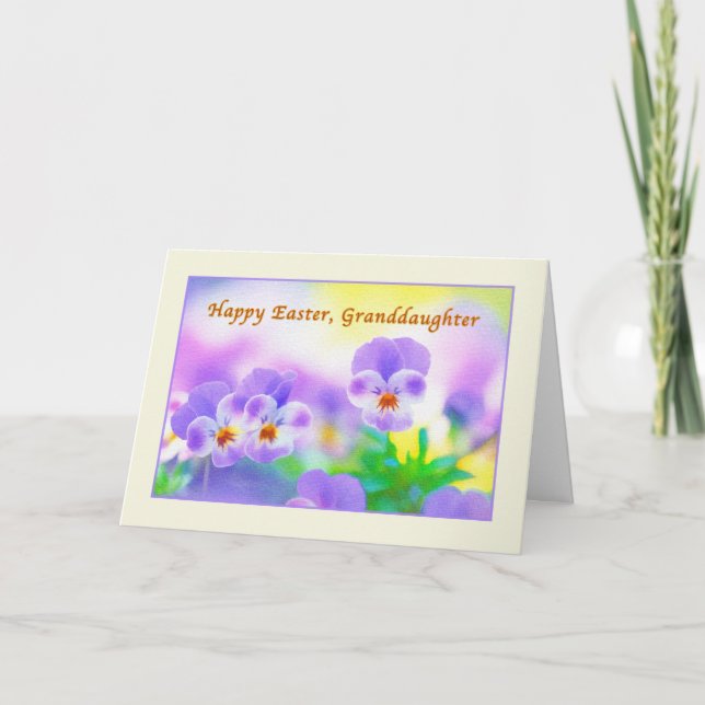 Granddaughter's Easter card with Pansies (Front)