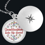 Granddaughters Make Life Special Locket Necklace<br><div class="desc">A pretty way to let that loved Granddaughter know how you feel.  Enjoy this colourful design with flourishes and the words - Granddaughters make life special.</div>