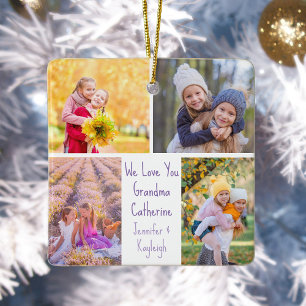 Granddaughters Photo Custom Grandma Christmas Ceramic Ornament