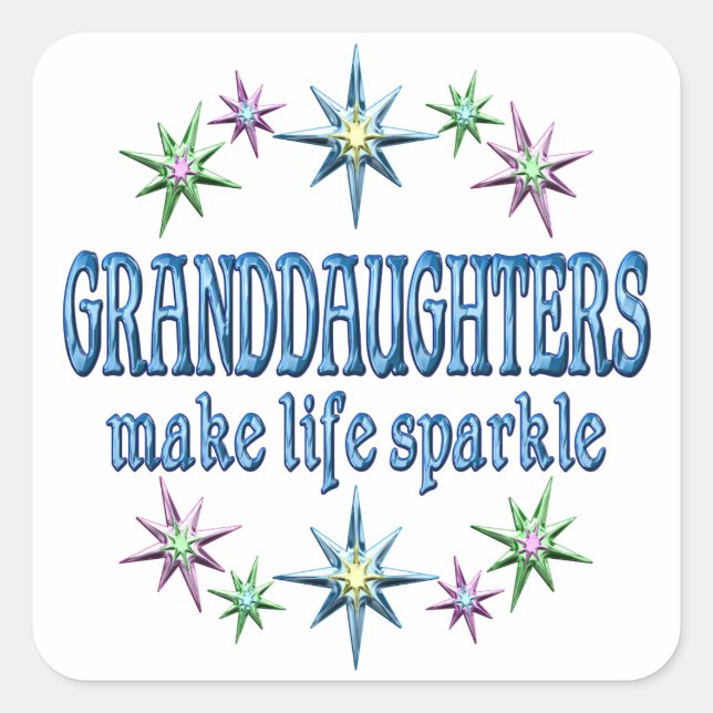 Granddaughters Sparkle Square Sticker (Front)