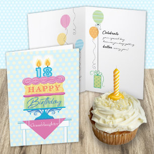 Granddaugther 18th Birthday Cake Number Candles Card