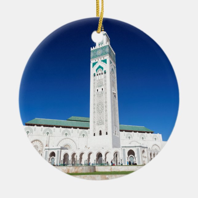 Grande Mosquée Hassan II, Casablanca, Morocco Ceramic Tree Decoration (Front)