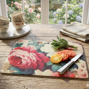 Grandeur Garden Bloom Decorative Glass Cutting Board