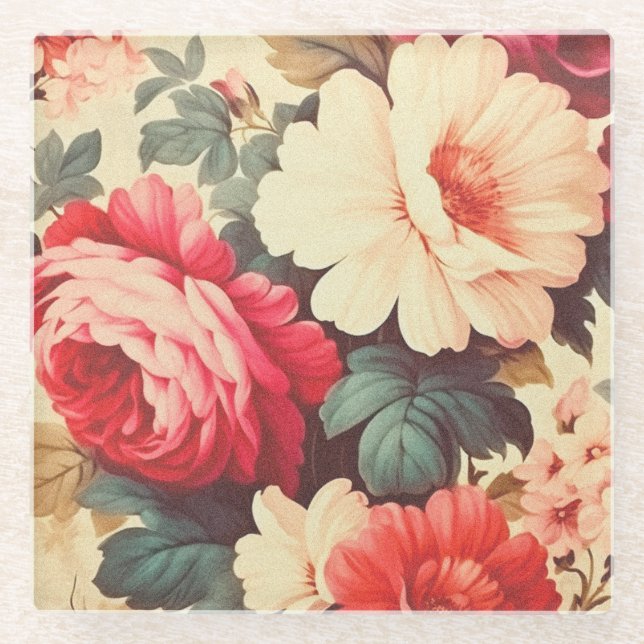 Grandeur Garden Bloom Glass Coaster (Front)