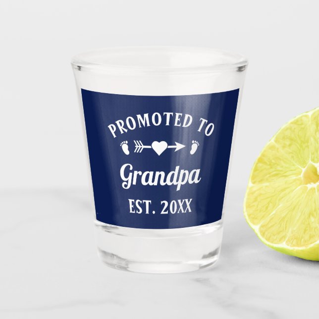 Grandfather Abuelo Gramps Papa Promoted To Grandpa Shot Glass (Front)
