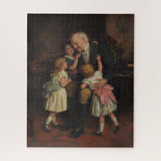 Grandfather and Granddaughters (by Joseph Clark) Jigsaw Puzzle (Vertical)