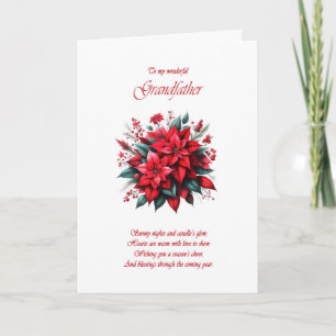 Grandfather Christmas Poinsettias Holiday Card