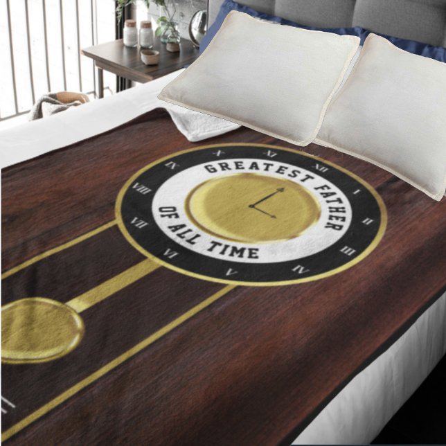 Grandfather Clock Greatest Father of all Time Fleece Blanket (Grandfather Clock Greatest Father of all Time Fleece Blanket)