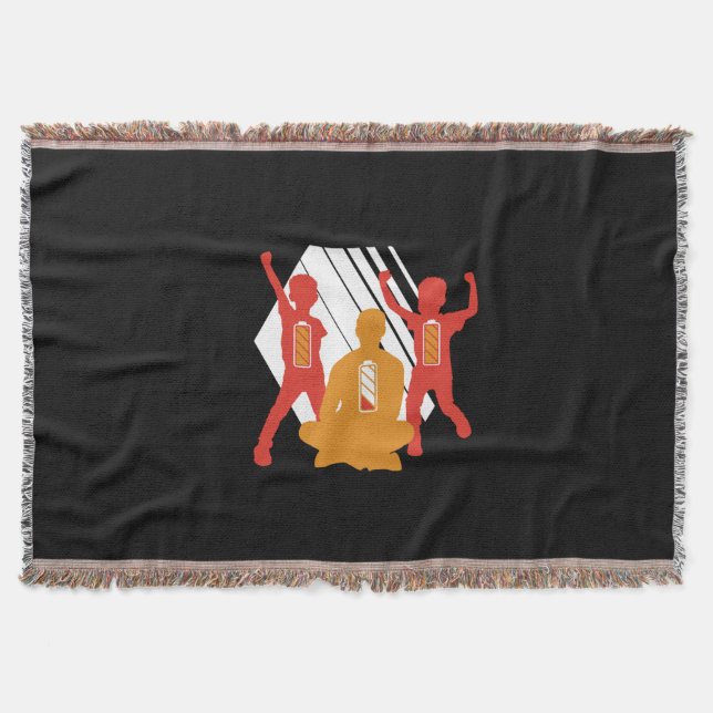 Grandfather Gift | Funny Dad With Kids Throw Blanket (Front)