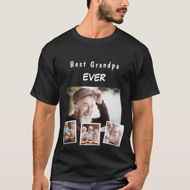Grandfather grandpa family photo collage T-Shirt (Front)