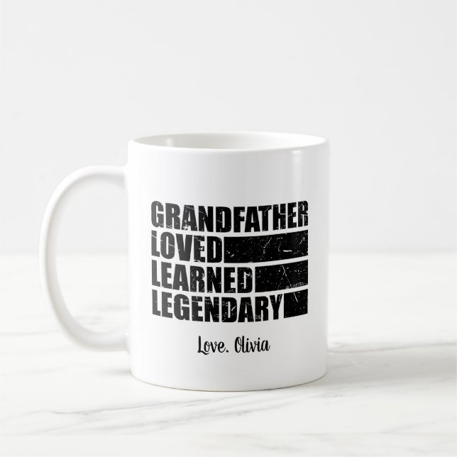 Grandfather Loved Learned Legendary Personalised Coffee Mug (Left)