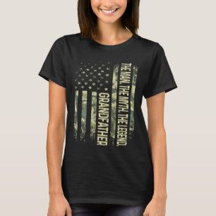 Grandfather Man Myth Legend Camo American Flag Fat T-Shirt